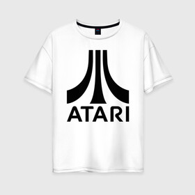 Женская футболка хлопок Oversize с принтом ATARI , 100% хлопок | свободный крой, круглый ворот, спущенный рукав, длина до линии бедер
 | atari | company | france | games | logo | videogame | атари | видеоигры | компания | компьютерные игры | лого | франция