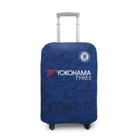 Чехол для чемодана 3D с принтом Chelsea home 19-20 , 86% полиэфир, 14% спандекс | двустороннее нанесение принта, прорези для ручек и колес | champions league | chelsea | england | hazard | kante | азар | англия | канте | лига чемпионов | челси