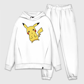 Мужской костюм хлопок OVERSIZE с принтом Непонимающий Пикачу ,  |  | detective pikachu | pikachu | pokeball | pokemon | детектив пикачу | пикачу | покебол | покемон