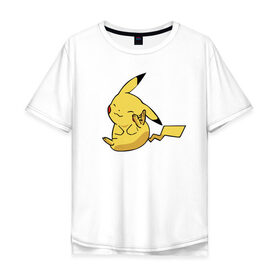 Мужская футболка хлопок Oversize с принтом Пикачу , 100% хлопок | свободный крой, круглый ворот, “спинка” длиннее передней части | detective pikachu | pikachu | pokeball | pokemon | детектив пикачу | пикачу | покебол | покемон