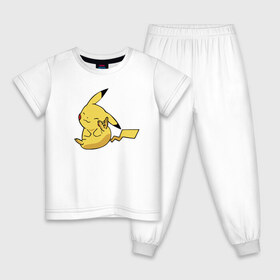 Детская пижама хлопок с принтом Пикачу , 100% хлопок |  брюки и футболка прямого кроя, без карманов, на брюках мягкая резинка на поясе и по низу штанин
 | detective pikachu | pikachu | pokeball | pokemon | детектив пикачу | пикачу | покебол | покемон