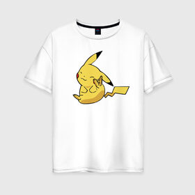 Женская футболка хлопок Oversize с принтом Пикачу , 100% хлопок | свободный крой, круглый ворот, спущенный рукав, длина до линии бедер
 | detective pikachu | pikachu | pokeball | pokemon | детектив пикачу | пикачу | покебол | покемон