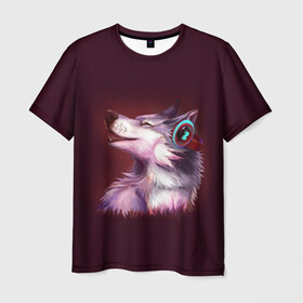 Мужская футболка 3D с принтом Волк , 100% полиэфир | прямой крой, круглый вырез горловины, длина до линии бедер | волк | животные | игры | музыка | наушники | собака | хаски