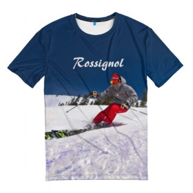 Мужская футболка 3D с принтом Rossignol , 100% полиэфир | прямой крой, круглый вырез горловины, длина до линии бедер | Тематика изображения на принте: france | movement | rossignol | snow | speed | вершина | горные лыжи | горы | движение | скорость | снег | франция