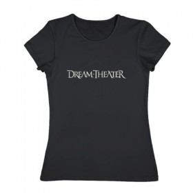 Женская футболка хлопок с принтом Dream Theater logo , 100% хлопок | прямой крой, круглый вырез горловины, длина до линии бедер, слегка спущенное плечо | dream theater | dt | goth | gothic | metal | music | rock | готика | метал | рок | симфони метал