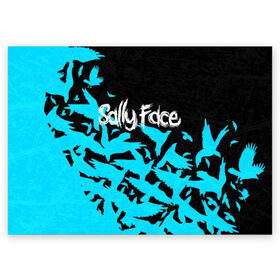 Поздравительная открытка с принтом SALLY FACE , 100% бумага | плотность бумаги 280 г/м2, матовая, на обратной стороне линовка и место для марки
 | birds | face | game | horror | larry | sally | sally face | sanity s fall | вороны | игра | ларри | мальчик с протезом | птицы | салли | салли фейс | ужасы