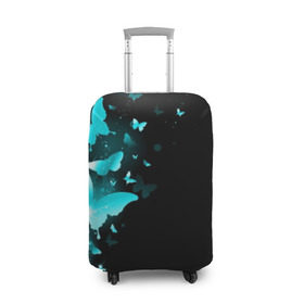 Чехол для чемодана 3D с принтом НЕОНОВЫЕ БАБОЧКИ , 86% полиэфир, 14% спандекс | двустороннее нанесение принта, прорези для ручек и колес | butterflies | texture | бабочки | мода | текстуры | эффект бабочки