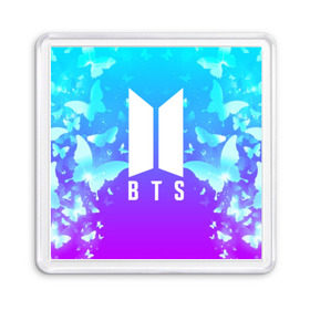 Магнит 55*55 с принтом BTS BUTTERFLIES , Пластик | Размер: 65*65 мм; Размер печати: 55*55 мм | bangtan boys | bt21 | bts | bts army | bts stickers | butterflies | j hope | jimin | jin | jungkook | k pop | rap monster | rapmon | suga | v | бабочки | бтс | корея | стикеры bts