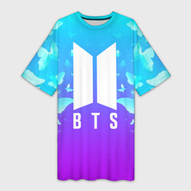 Платье-футболка 3D с принтом BTS BUTTERFLIES ,  |  | bangtan boys | bt21 | bts | bts army | bts stickers | butterflies | j hope | jimin | jin | jungkook | k pop | rap monster | rapmon | suga | v | бабочки | бтс | корея | стикеры bts