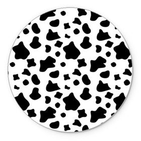 Коврик для мышки круглый с принтом Корова , резина и полиэстер | круглая форма, изображение наносится на всю лицевую часть | animal | black white | cow | pattern | животное | кавай | корова | паттерн | пятна | черно белое