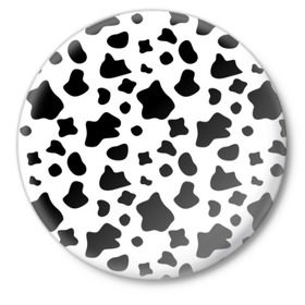 Значок с принтом Корова ,  металл | круглая форма, металлическая застежка в виде булавки | animal | black white | cow | pattern | животное | кавай | корова | паттерн | пятна | черно белое