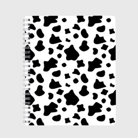 Тетрадь с принтом Корова , 100% бумага | 48 листов, плотность листов — 60 г/м2, плотность картонной обложки — 250 г/м2. Листы скреплены сбоку удобной пружинной спиралью. Уголки страниц и обложки скругленные. Цвет линий — светло-серый
 | animal | black white | cow | pattern | животное | кавай | корова | паттерн | пятна | черно белое
