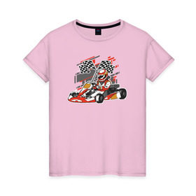 Женская футболка хлопок с принтом Картинг , 100% хлопок | прямой крой, круглый вырез горловины, длина до линии бедер, слегка спущенное плечо | cart | f1 | formula 1 | автомобиль | гонка | гонки | гоночные | гоночный | картинг | машина | суперкарт | формула 1