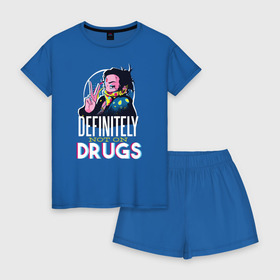 Женская пижама с шортиками хлопок с принтом Наркотикам - Нет! , 100% хлопок | футболка прямого кроя, шорты свободные с широкой мягкой резинкой | drug | drugs | glitch | глитч | надписи | надпись