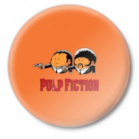 Значок с принтом Pulp Fiction - Art 2 ,  металл | круглая форма, металлическая застежка в виде булавки | art | film | movie | pulp fiction | tarantino | кино | криминальное чтиво | приколы | тарантино | фильмы