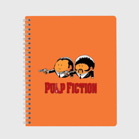 Тетрадь с принтом Pulp Fiction - Art 2 , 100% бумага | 48 листов, плотность листов — 60 г/м2, плотность картонной обложки — 250 г/м2. Листы скреплены сбоку удобной пружинной спиралью. Уголки страниц и обложки скругленные. Цвет линий — светло-серый
 | Тематика изображения на принте: art | film | movie | pulp fiction | tarantino | кино | криминальное чтиво | приколы | тарантино | фильмы