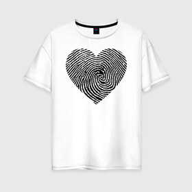 Женская футболка хлопок Oversize с принтом След на сердце , 100% хлопок | свободный крой, круглый ворот, спущенный рукав, длина до линии бедер
 | любовь | оригинальная | сердечки | сердечко | сердце | след