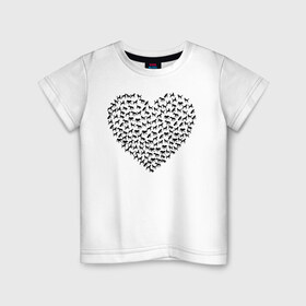 Детская футболка хлопок с принтом Собаковое сердце. , 100% хлопок | круглый вырез горловины, полуприлегающий силуэт, длина до линии бедер | Тематика изображения на принте: животные | любовь | милые | прикольная | прикольный | сердечки | сердце | собаки | собачки