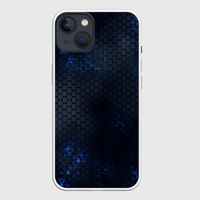 Чехол для iPhone 13 с принтом СТАЛЬНАЯ БРОНЯ | STEEL ARMOUR ,  |  | abstraction | cyber | cyberpunk | future | geometry | hexagon | neon | techno | texture | абстракция | броня | геометрия | кибер | краски | неон | неоновый | сетка | соты | стальная броня | текстура | шестигранники