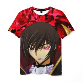 Мужская футболка 3D с принтом Code Geass (Лелуш Ламперуж). , 100% полиэфир | прямой крой, круглый вырез горловины, длина до линии бедер | абстракция | аниме | код гиас | лелуш британский | лелуш ламберг | лелуш ламперуж | текстура