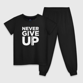 Детская пижама хлопок с принтом Never Give UP , 100% хлопок |  брюки и футболка прямого кроя, без карманов, на брюках мягкая резинка на поясе и по низу штанин
 | Тематика изображения на принте: blackb | blvckb | never give up | salah | ливерпуль | салах