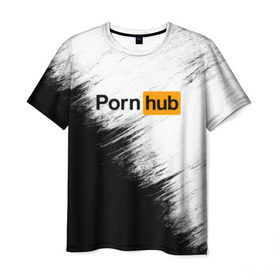 Мужская футболка 3D с принтом Pornhub , 100% полиэфир | прямой крой, круглый вырез горловины, длина до линии бедер | Тематика изображения на принте: brazzers | браззерс