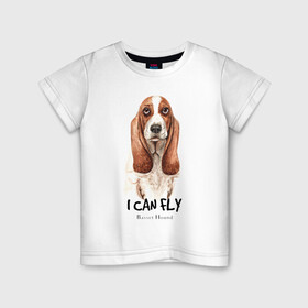 Детская футболка хлопок с принтом Бассет-хаунд , 100% хлопок | круглый вырез горловины, полуприлегающий силуэт, длина до линии бедер | Тематика изображения на принте: dog | бассет | бассет хаунд | собака | собаки | хаунд