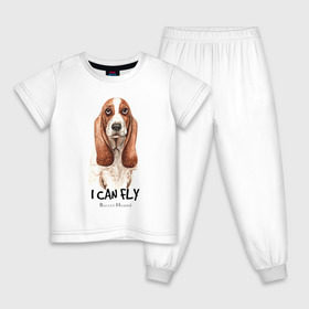Детская пижама хлопок с принтом Бассет-хаунд , 100% хлопок |  брюки и футболка прямого кроя, без карманов, на брюках мягкая резинка на поясе и по низу штанин
 | Тематика изображения на принте: dog | бассет | бассет хаунд | собака | собаки | хаунд
