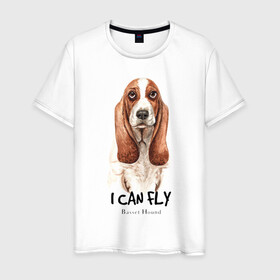 Мужская футболка хлопок с принтом Бассет-хаунд , 100% хлопок | прямой крой, круглый вырез горловины, длина до линии бедер, слегка спущенное плечо. | Тематика изображения на принте: dog | бассет | бассет хаунд | собака | собаки | хаунд