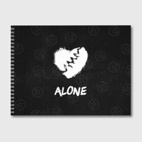 Альбом для рисования с принтом Alone , 100% бумага
 | матовая бумага, плотность 200 мг. | Тематика изображения на принте: alone | baby | bad | broken | cry | lil | lil peep | peep | rap | rose | sad | tentacion | xxxtentacion | лил | лил пип | пип | реп | роза | сердце | тентасион