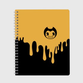 Тетрадь с принтом Bendy And The Ink Machine (37) , 100% бумага | 48 листов, плотность листов — 60 г/м2, плотность картонной обложки — 250 г/м2. Листы скреплены сбоку удобной пружинной спиралью. Уголки страниц и обложки скругленные. Цвет линий — светло-серый
 | Тематика изображения на принте: bendy | bendy and the ink machine | devil | game | horror | ink | mask | бенди | бенди и чернильная машина | краска | чернила