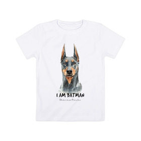 Детская футболка хлопок с принтом Доберман , 100% хлопок | круглый вырез горловины, полуприлегающий силуэт, длина до линии бедер | doberman | доберман | пинчер | собака | собаки