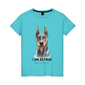 Женская футболка хлопок с принтом Доберман , 100% хлопок | прямой крой, круглый вырез горловины, длина до линии бедер, слегка спущенное плечо | doberman | доберман | пинчер | собака | собаки