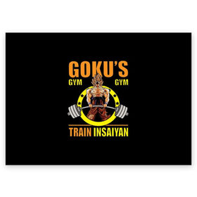 Поздравительная открытка с принтом GOKU GYM , 100% бумага | плотность бумаги 280 г/м2, матовая, на обратной стороне линовка и место для марки
 | bodybuilding | diet | exercise | fitness | gym | heath | motivation | muscle | phil | training | workout | бодибилдинг | мотивация | спорт | трансформация | фитнес | эстетичный