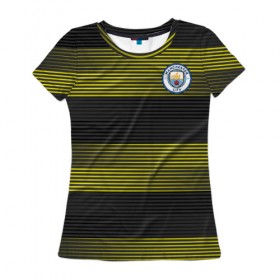 Женская футболка 3D с принтом Manchester City - Pre Match Top , 100% полиэфир ( синтетическое хлопкоподобное полотно) | прямой крой, круглый вырез горловины, длина до линии бедер | 0x000000123 | fcmn | manchester city | ман сити | манчестер сити