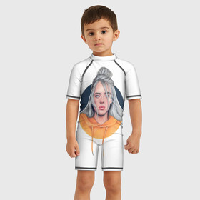 Детский купальный костюм 3D с принтом Billie Eilish art 1 , Полиэстер 85%, Спандекс 15% | застежка на молнии на спине | art | billie | billie eilish | eilish | music | pop | trend | арт | билли айлиш | музыка | тренд