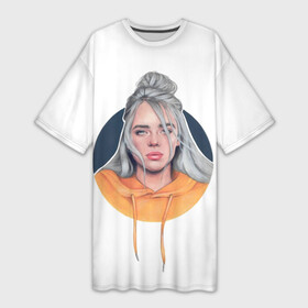 Платье-футболка 3D с принтом Billie Eilish art 1 ,  |  | art | billie | billie eilish | eilish | music | pop | trend | арт | билли айлиш | музыка | тренд