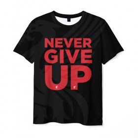 Мужская футболка 3D с принтом Never Give UP 4-0 , 100% полиэфир | прямой крой, круглый вырез горловины, длина до линии бедер | liverpool | never give up | salah | ливерпуль | салах | футболка салаха