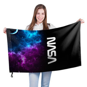 Флаг 3D с принтом NASA (SPACE) 4.1 , 100% полиэстер | плотность ткани — 95 г/м2, размер — 67 х 109 см. Принт наносится с одной стороны | nasa | paint | space | звезды | космос | краска | наса | черная дыра