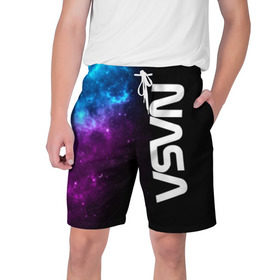 Мужские шорты 3D с принтом NASA (SPACE) 4.1 ,  полиэстер 100% | прямой крой, два кармана без застежек по бокам. Мягкая трикотажная резинка на поясе, внутри которой широкие завязки. Длина чуть выше колен | nasa | paint | space | звезды | космос | краска | наса | черная дыра