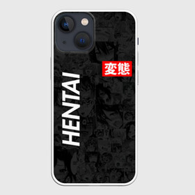 Чехол для iPhone 13 mini с принтом Японская анимация ,  |  | 2 versia | ahegao | anime | manga | paint | red | sempai | senpai | sup | supreme | trend | white | аниме | белый | манга | семпай | сенпай | суп | суприм