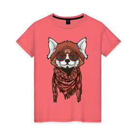 Женская футболка хлопок с принтом Red panda , 100% хлопок | прямой крой, круглый вырез горловины, длина до линии бедер, слегка спущенное плечо | Тематика изображения на принте: panda | животные | звери | панда | панды | природа