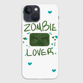 Чехол для iPhone 13 mini с принтом Zombie Lover ,  |  | Тематика изображения на принте: funny | mine | minecraft | mods | noob | pro | skins | story | vs | zombie | инди | конструктор | майнкрафт | моды | нуб | скин | скрипер | шахта