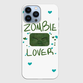 Чехол для iPhone 13 Pro Max с принтом Zombie Lover ,  |  | Тематика изображения на принте: funny | mine | minecraft | mods | noob | pro | skins | story | vs | zombie | инди | конструктор | майнкрафт | моды | нуб | скин | скрипер | шахта