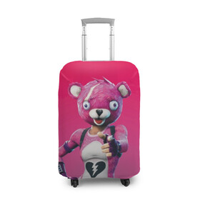 Чехол для чемодана 3D с принтом Only You! , 86% полиэфир, 14% спандекс | двустороннее нанесение принта, прорези для ручек и колес | Тематика изображения на принте: battle royale | bear | fortnite | pink | батл роял | медведь | розовый | фортнайт | фурри