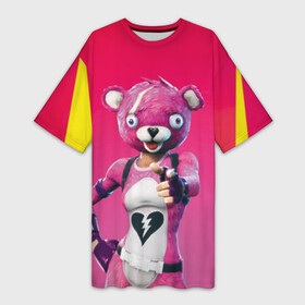 Платье-футболка 3D с принтом Only You ,  |  | battle royale | bear | fortnite | pink | батл роял | медведь | розовый | фортнайт | фурри