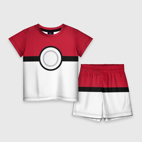 Детский костюм с шортами 3D с принтом Покебол ,  |  | detective pikachu | pikachu | pokeball | pokemon | детектив пикачу | пикачу | покебол | покемон