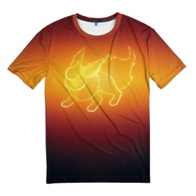 Мужская футболка 3D с принтом Флареон , 100% полиэфир | прямой крой, круглый вырез горловины, длина до линии бедер | detective pikachu | pikachu | pokeball | pokemon | детектив пикачу | пикачу | покебол | покемон