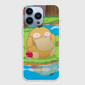 Чехол для iPhone 13 Pro с принтом Псайдак ,  |  | Тематика изображения на принте: detective pikachu | pikachu | pokeball | pokemon | psyduck | детектив пикачу | пикачу | покебол | покемон | псайдак