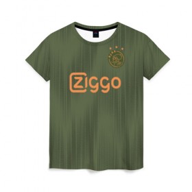 Женская футболка 3D с принтом Ajax away 19-20 , 100% полиэфир ( синтетическое хлопкоподобное полотно) | прямой крой, круглый вырез горловины, длина до линии бедер | ajax | champions | holland | league | nederlands | аякс | голландия | лига чемпионов